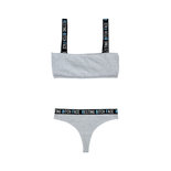 Ribgebreide Set met Crop Top - Grijs/Zwart