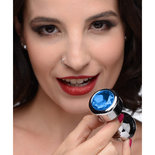 Aluminum Buttplug Met Blauw Kristal - Medium