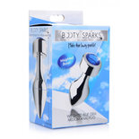Aluminum Buttplug Met Blauw Kristal - Medium