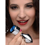 Aluminum Buttplug Met Blauw Kristal - Groot