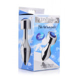 Aluminum Buttplug Met Blauw Kristal - Groot