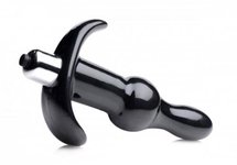 Bubbling Vibrerende Anaalplug Met Ribbels - Zwart