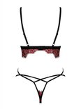 Redessia 2-delige Kanten BH Set - Rood/Zwart