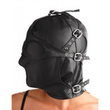 Lederen kap met afneembare blinddoek en snuit