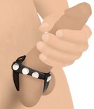 Cock Gear Verstelbare Leren Cock en Balring Met Studs - Zwart
