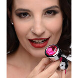Aluminum Buttplug Met Roze Kristal - Medium